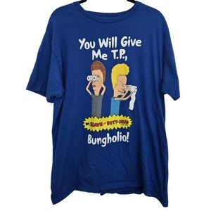 Beavis and Butt-Head Shirt XL Blue MTV You Will Give Me TP Bungholio Graphic